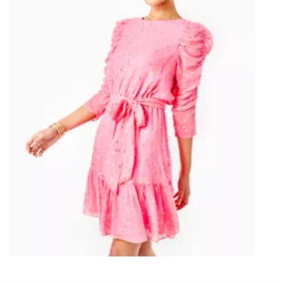 Lilly Pulitzer Chianna Silk Dress Size 14 Pink - Picture 3 of 7